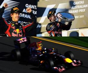 Puzzle Σεμπάστιαν Φέτελ πανηγυρίζει τη νίκη του στο Grand Prix της Αυστραλίας (2011)